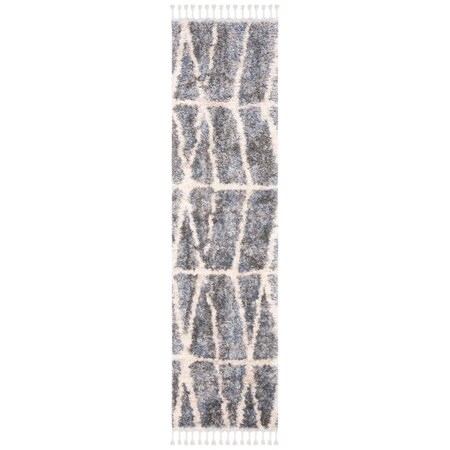Safavieh 2 x 8 ft. Berber Fringe Shag Power Loomed Runner Area Rug; Grey & Cream BFG605N-28